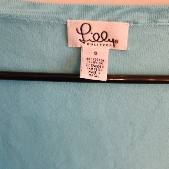 Lilly Pulitzer Women's Supima Cotton Blue Button Down Cardigan - Picture 4 of 6